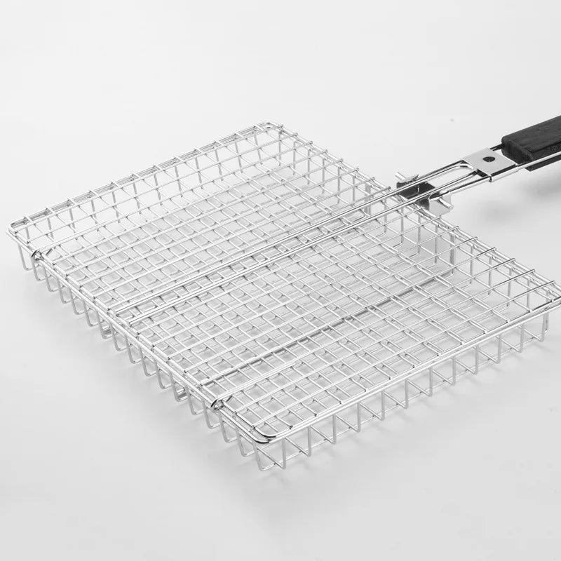 Folding Stainless Steel BBQ Grill Basket – Fish, Veggies & Shrimp BBQ Grill Basket Oasis Select