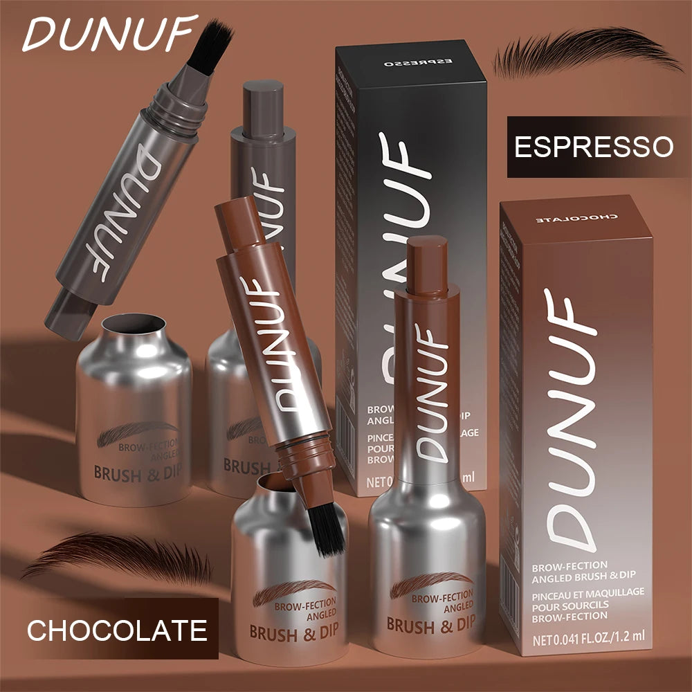 DUNUF 3D Dye Eyebrow Pencil Anti-smudge Waterproof Long Lasting Black Brown Large Brush Natural Wild Eyebrow Enhancers Cream Oasis Select