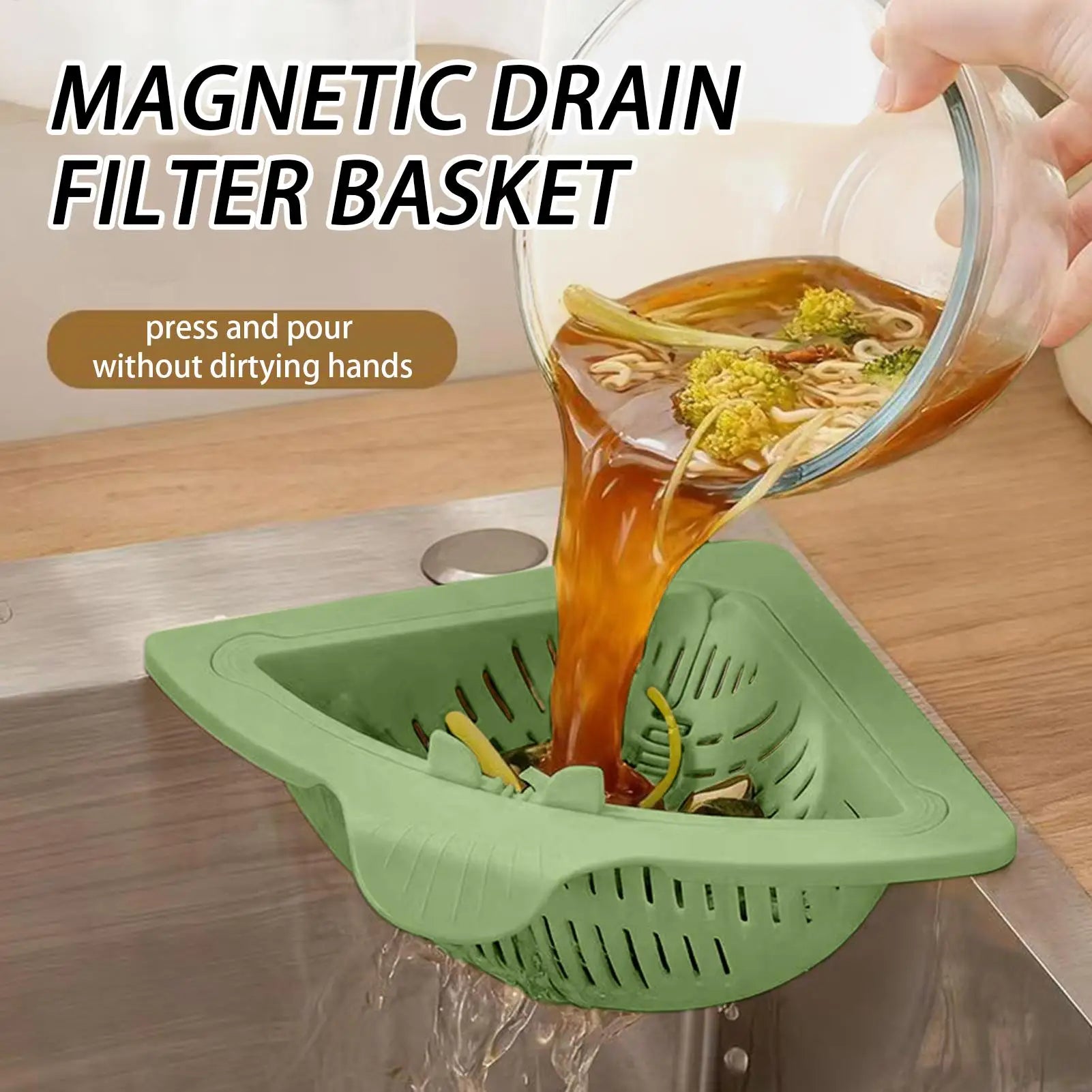 Sink Food Catcher Corner Basket Magnetic Kitchen Storage Rack Sink Drain Strainer Basket Kitchen Cleaning Drain Baskets Oasis Select