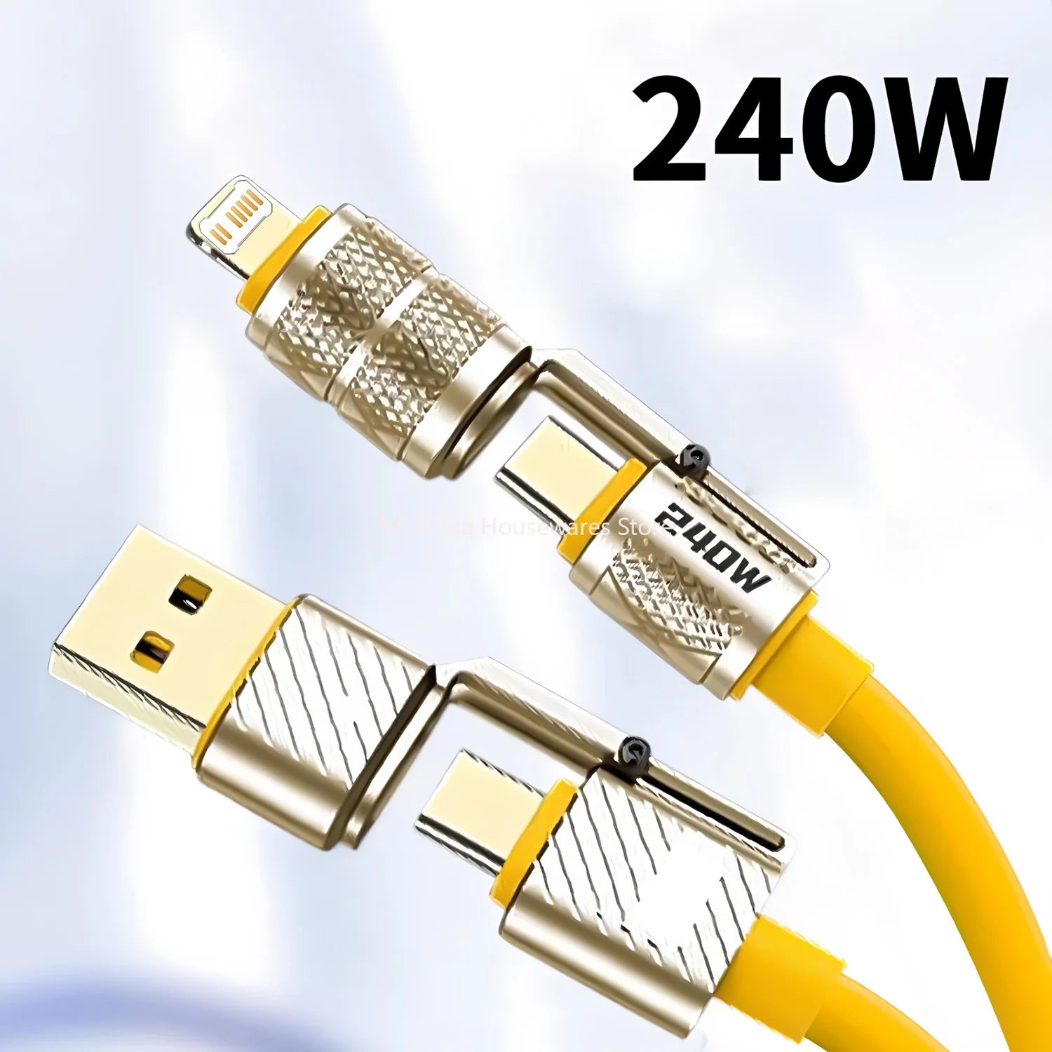 240W 4-in-1 Fast Charging Data Cable Type-C To Type-C Zinc Alloy Cable For iPhone15/16p Samsung Huawei Xiaomi Oppo iphone Oasis Select