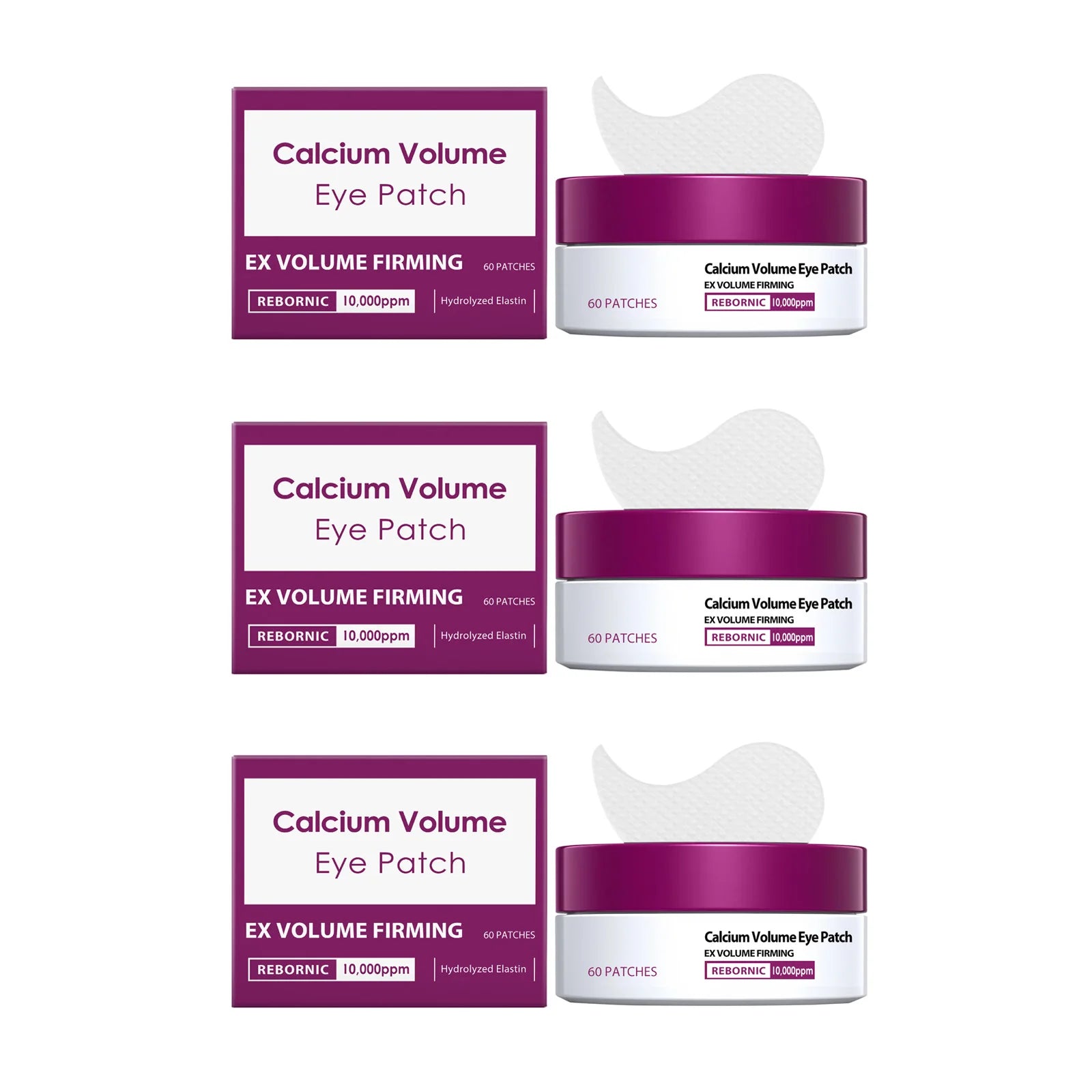 Calcium Volume Eye Patch Hydrating Smoothing Eye Treatment Anti-Puffiness Lifting Firming Eye Area Soft Smooth Eye Patch Oasis Select 3 x 60patches