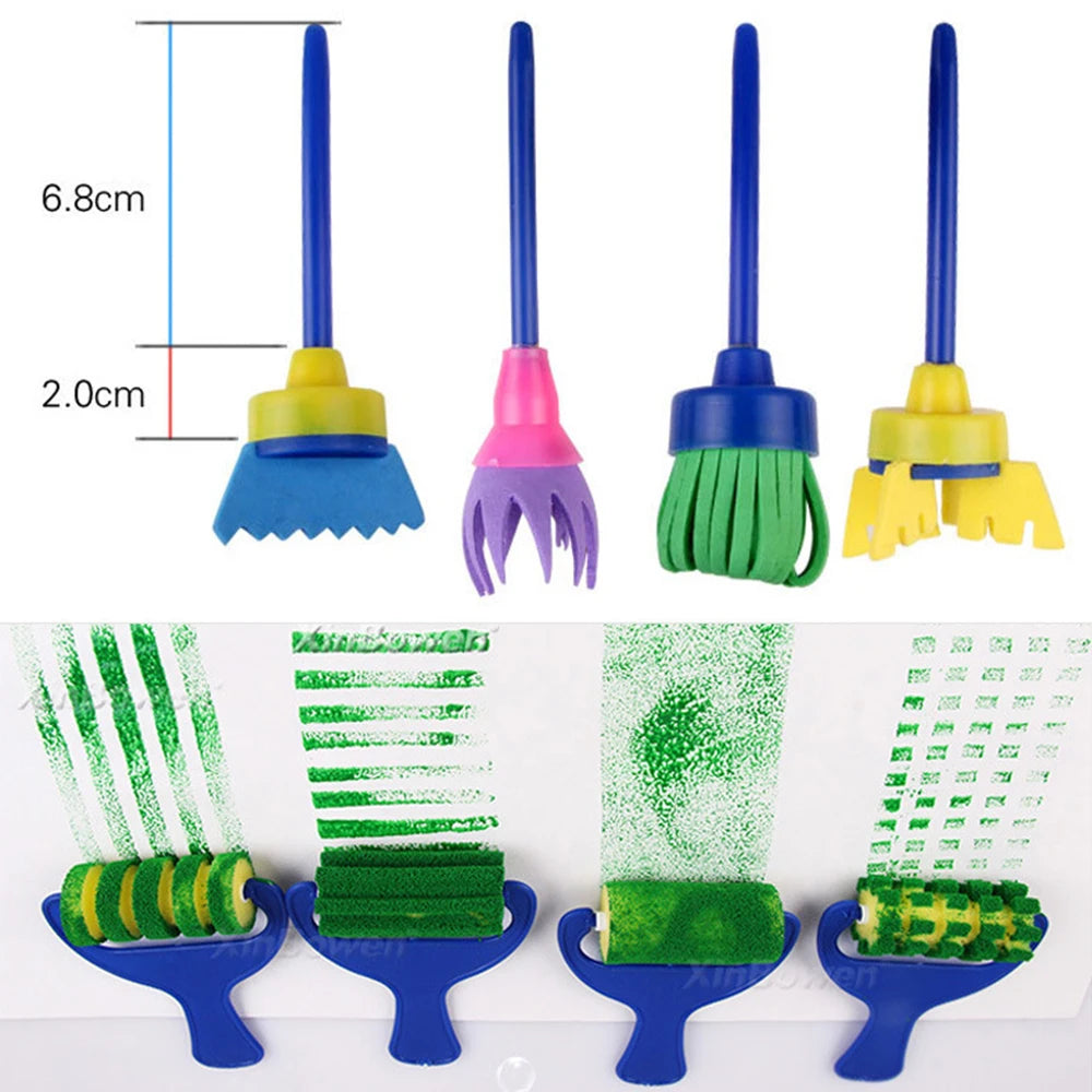 25PCS/30 PCS Children Paintbrushes Washable Paint Brushes Sponge Painting Brush Set for Toddler Kids Early DIY Learning Toys Oasis Select