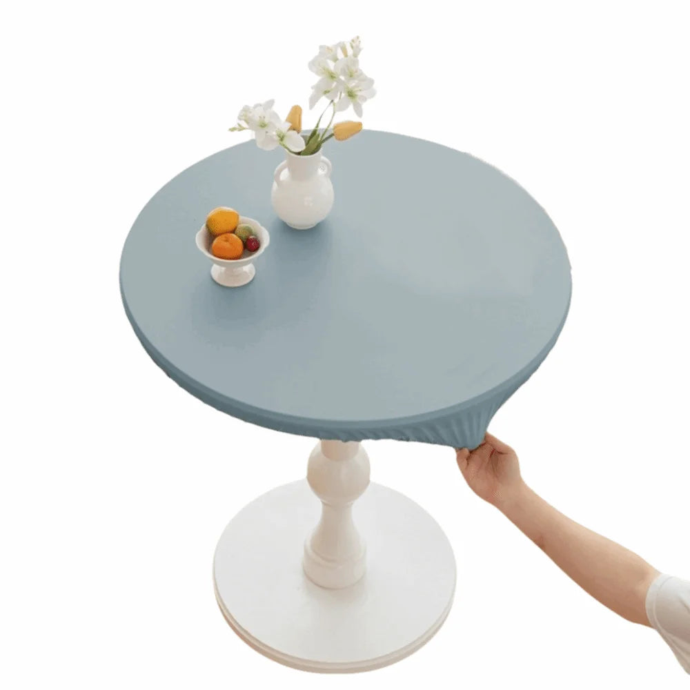 PU Leather Waterproof Stretch Round Tablecloth 60/80cm