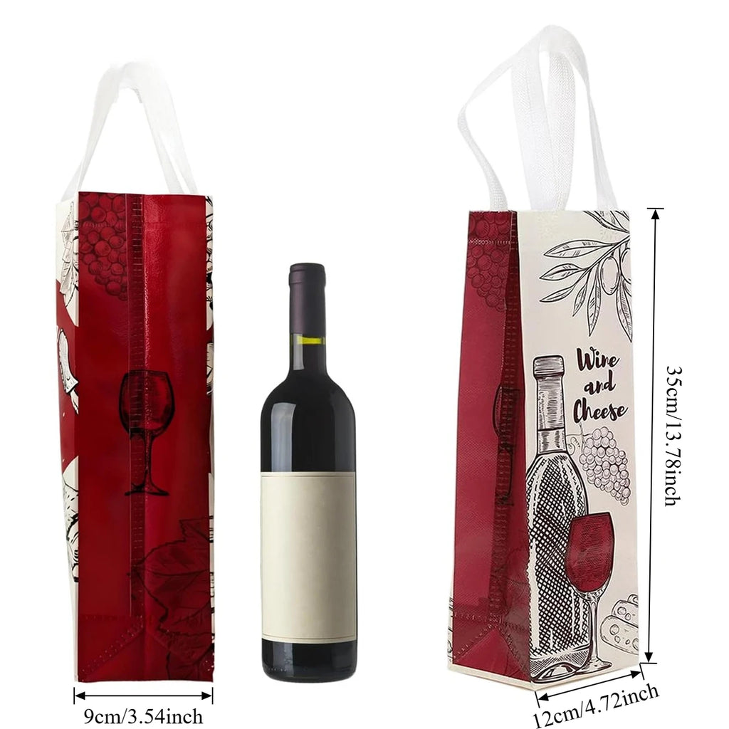 6/12/24 PCS Elegant Wine Gift Bags – Printed Non-Woven Totes with Handles for Wine Champagne Liquor Bottle Carrier for Parties Oasis Select