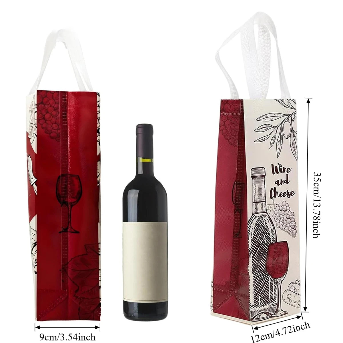 6/12/24 PCS Elegant Wine Gift Bags – Printed Non-Woven Totes with Handles for Wine Champagne Liquor Bottle Carrier for Parties Oasis Select