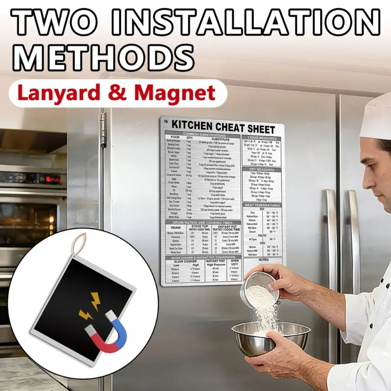Kitchen Conversion Magnetic Sticker Fridge Mounted Measuring Guide Metal Kitchen Helper for Daily Cooking Use Oasis Select