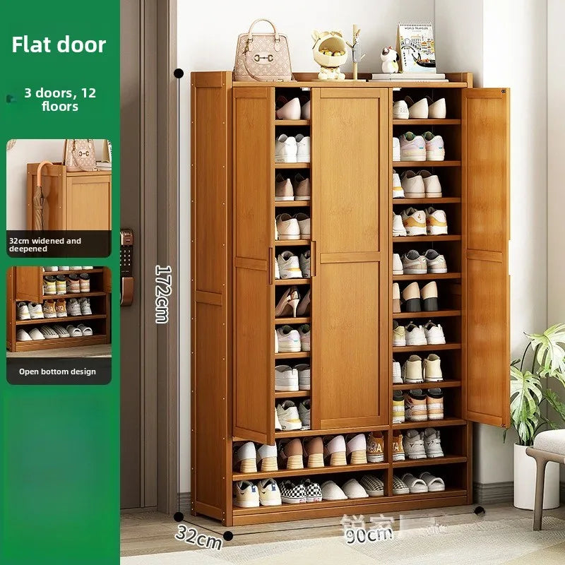 Durable Shoe Cabinet, Nanzhu Shoe Rack At The Entrance Of The Home, Storage Artifact, Space-saving And Dust-proof Entry Oasis Select Door 3-12