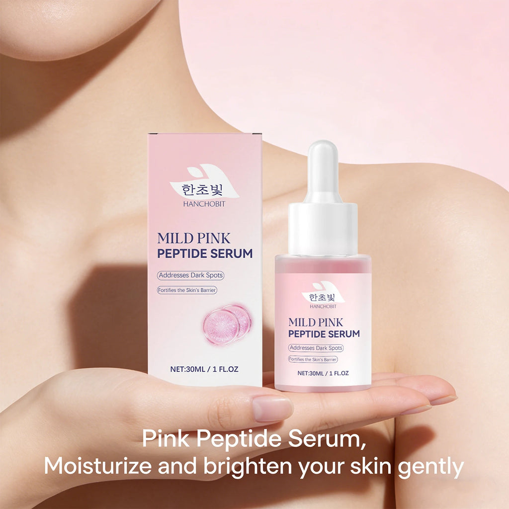 Pink Peptide Serum for Dull Skin Brightening Skin Dark Spots Improvent Even Skin Tone Enhance Elasticity Smoothing Face Essence Oasis Select