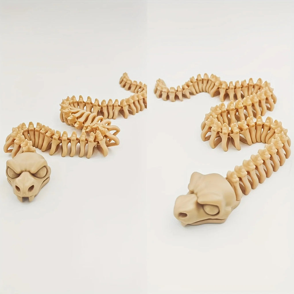 3D Printed Snake Skeleton Figurine Gothic Decor Movable Joints Desktop Ornament Collectible Home Decoration Oasis Select 2PCS