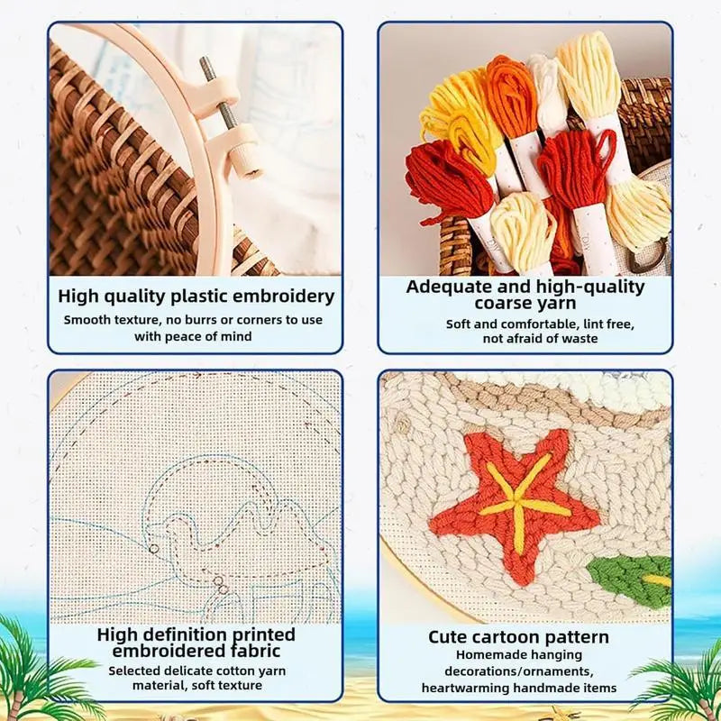 Punch Needle Kit Stitching Sheep Pattern Punch Embroidery Kit Arts and Crafts with Threader Instruction Fabric Hoop Yarn Oasis Select