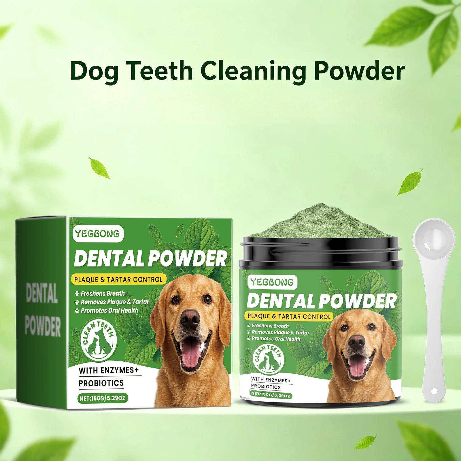 Pet Dental Powder 150g Enzymes & Probiotics Plaque & Tartar Control Breath Freshener for Dogs Oral Care Dog Cleaning Products Oasis Select