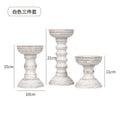 New Style Retro Wooden Candle Holder 3-piece Set Candle Container Desktop Decoration Home Decor Wedding Candle Holder Oasis Select White