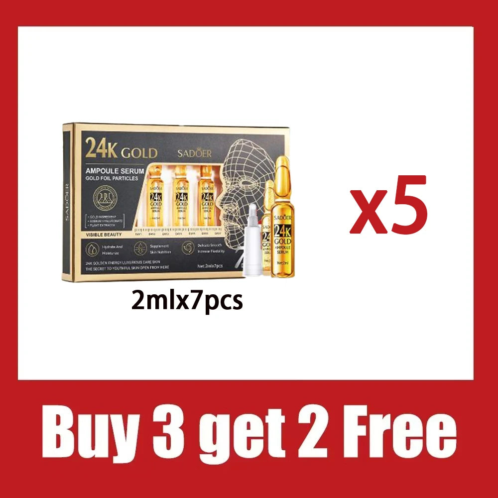 Korean 24K Gold Hyaluronic Acid & Vitamin C Serum – 7 Ampoules