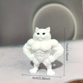 Cute Contrast Buff Cat Figurine Muscular Chubby Feline Mini Statue FunnyTabletop Ornament for Cat Fans Modern Desktop Decor Gift Oasis Select Forked Muscle Cat