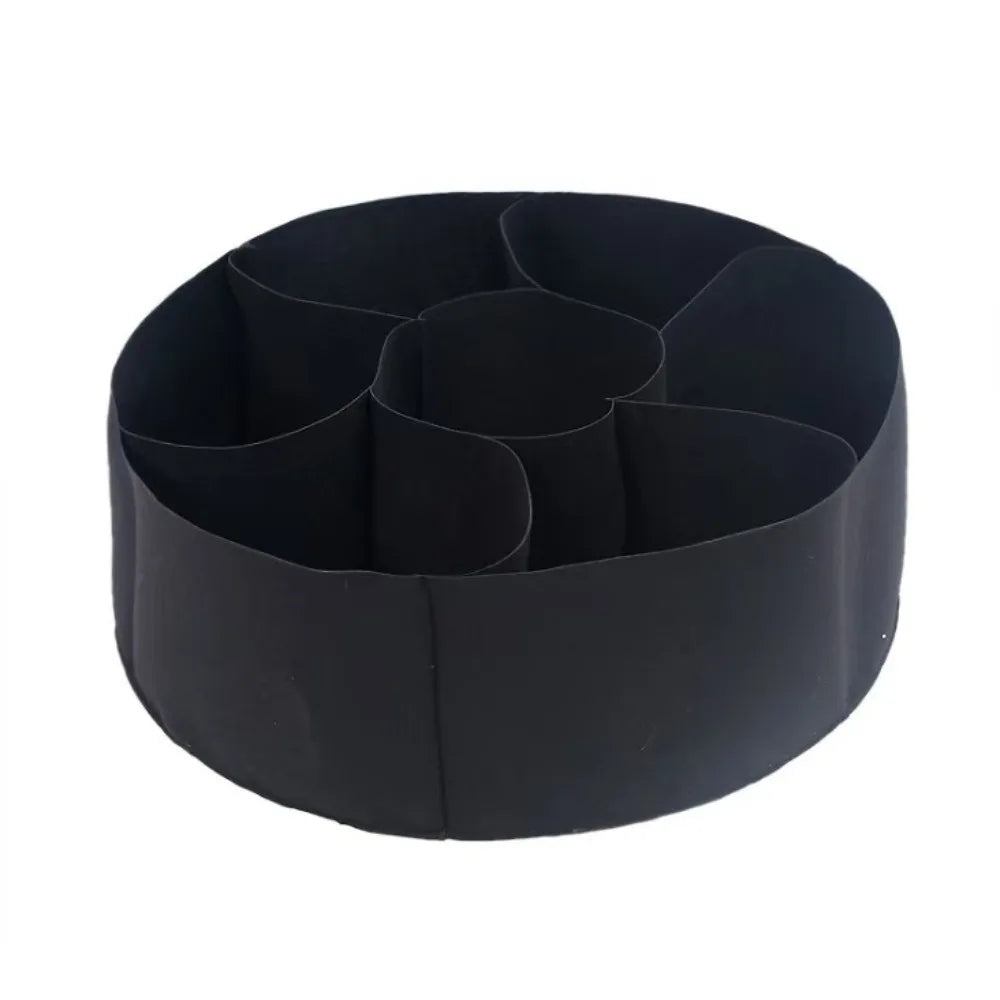 7 Grids Garden Grow Bags Circular Freestanding Divided Planter Root Aeration Heavy Duty Felt Raised Garden Bed Oasis Select Black-59.06x11.81in
