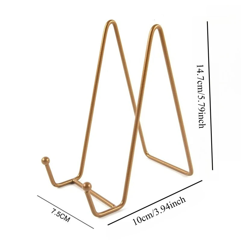 1pcs Minimalist Metal Display Stand Universal Iron Holder for Plates, Photos, Books & Art Decor for Home & Office Oasis Select Large gold