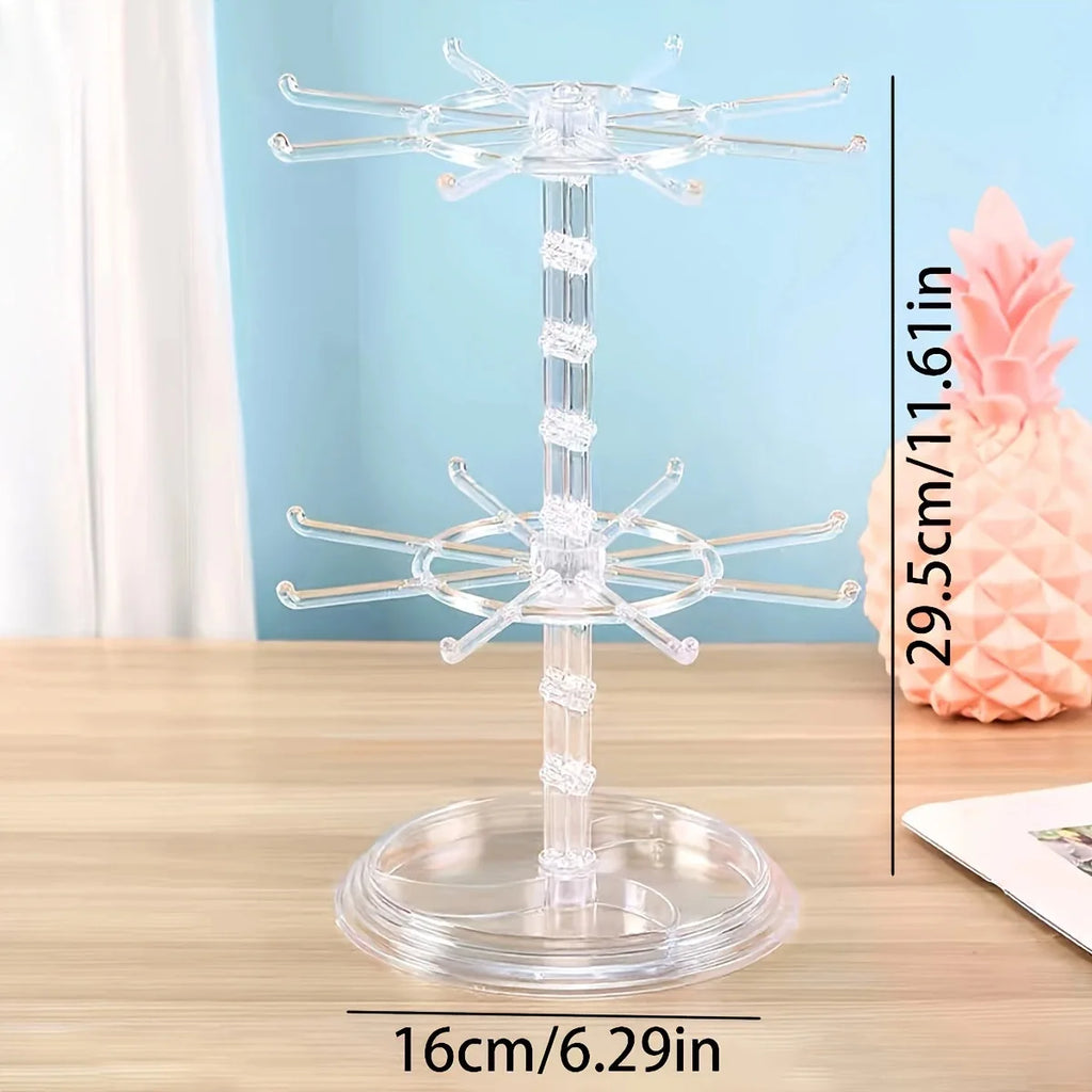1pc, Multi layer rotating jewelry rack, necklace display rack, jewelry storage rack, bracelet hanging rack Oasis Select Transparent-2 layers