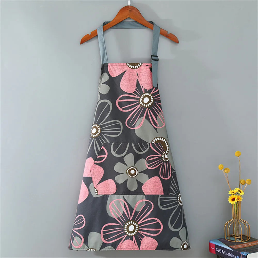 Cute Flower Kitchen Household Oil-Proof Cooking Apron For Women Children Men Kitchen Waterproof Adult Coffee Baking Accessories Oasis Select 4 CHINA