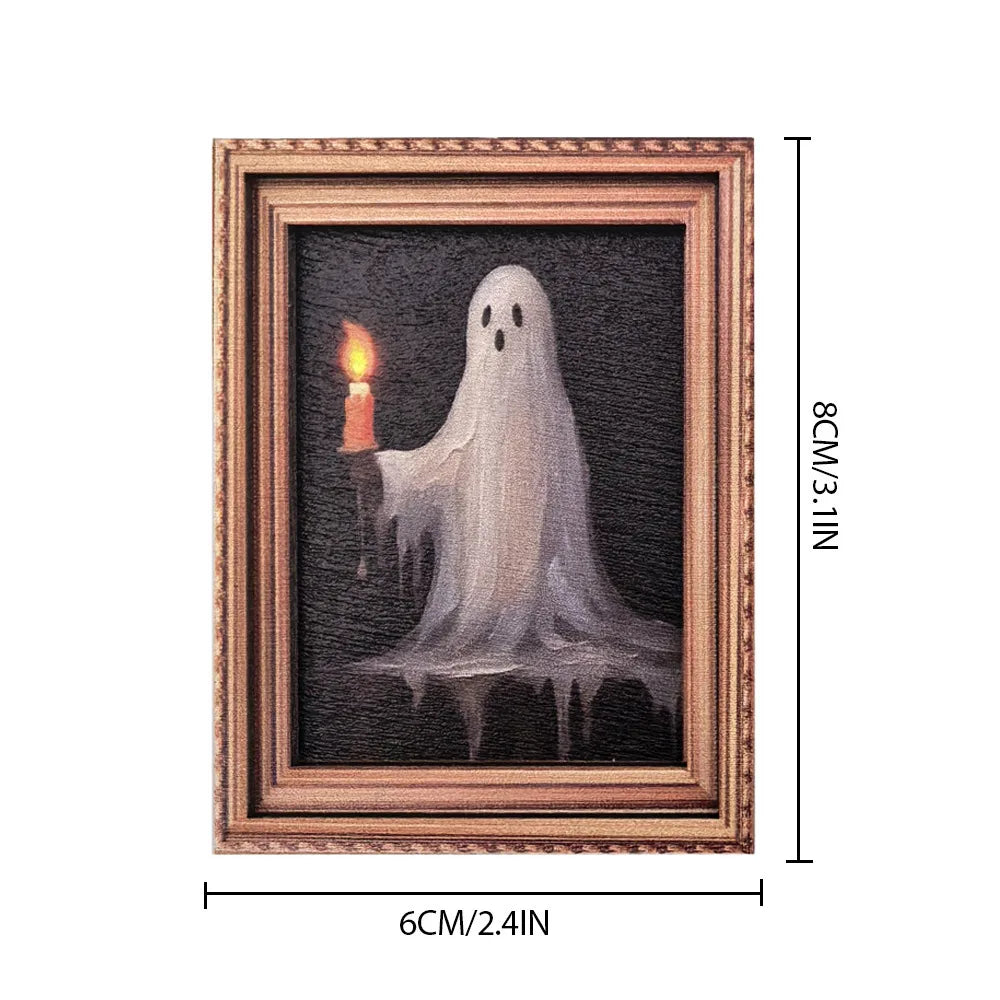 Halloween Magnetic Three-dimensional Fridge Magnet Ghost Witch Photo Frame Wooden Magnetic Decoration Oasis Select MZCT125