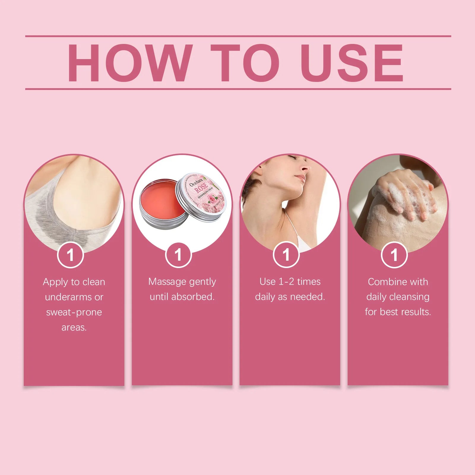 Rose Deodorant Body Cream Eliminate Odor Reduce Sweating Neutralize Armpit Smell Lasting Aroma Charming Refresh Fragrance Cream Oasis Select