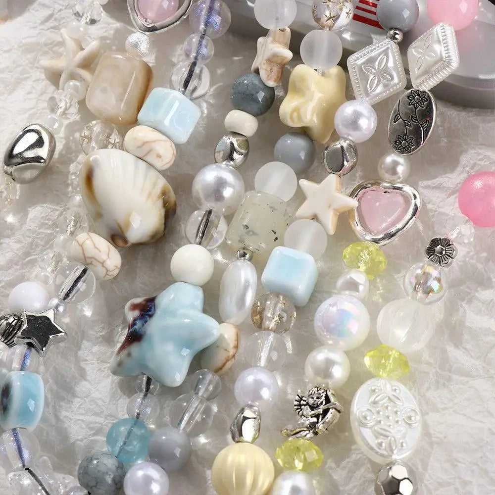 Star Pearl Beaded Phone Chain Phone Charms Hanging Cord Phone Strap Anti-Lost Wrist Strap Mobile Lanyard Phone Pendant Oasis Select