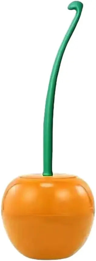 3 Colors Cherry-Shaped Toilet Brush Set – Free-Standing Long Handle Cleaner with Holder for Bathroom | Cute & Functional Oasis Select Orange