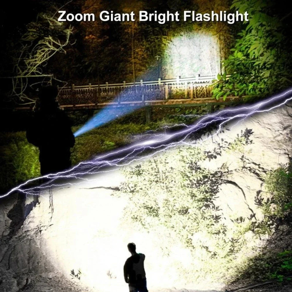 High Power LED Flashlight USB Rechargeable Torch Portable Zoomable Camping Light 3 Lighting Modes Use High Strength ABS Material Oasis Select