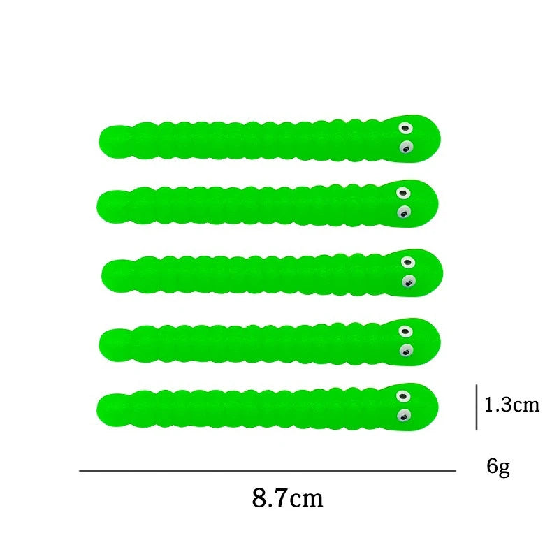 5 Pcs Stretchy Sensory Worm Strings TPR Textured Noodle Pulling Toys for Stress Relief and Relaxation Fidgets for Children Alike Oasis Select green