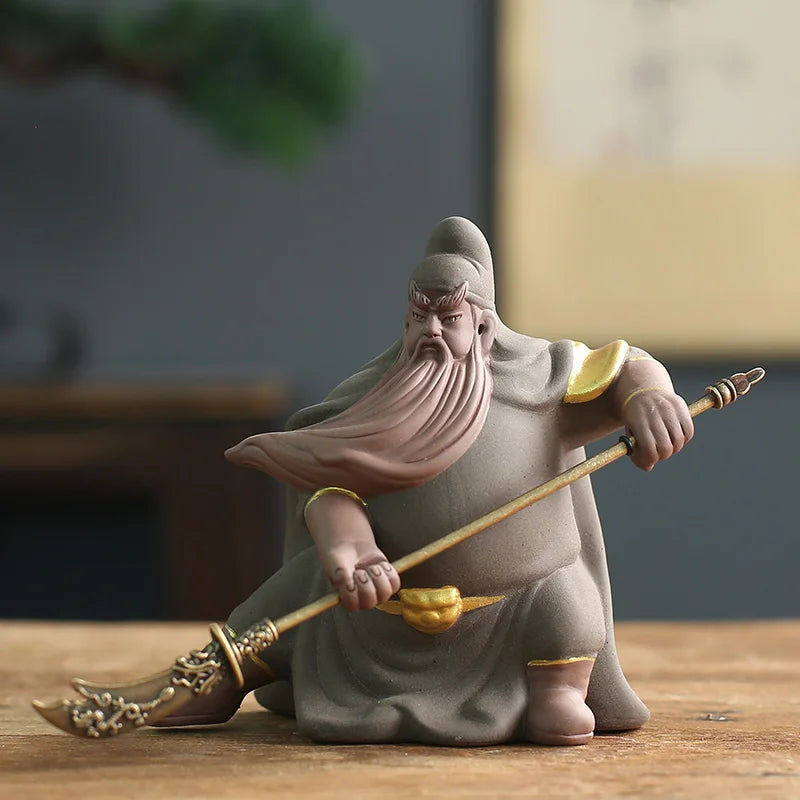 Purple Sand Tea Pet Decoration Zhongyi Guan Gong Creative Hand-carved Tea Pet Tea Tray Ceremony Crafts Oasis Select A