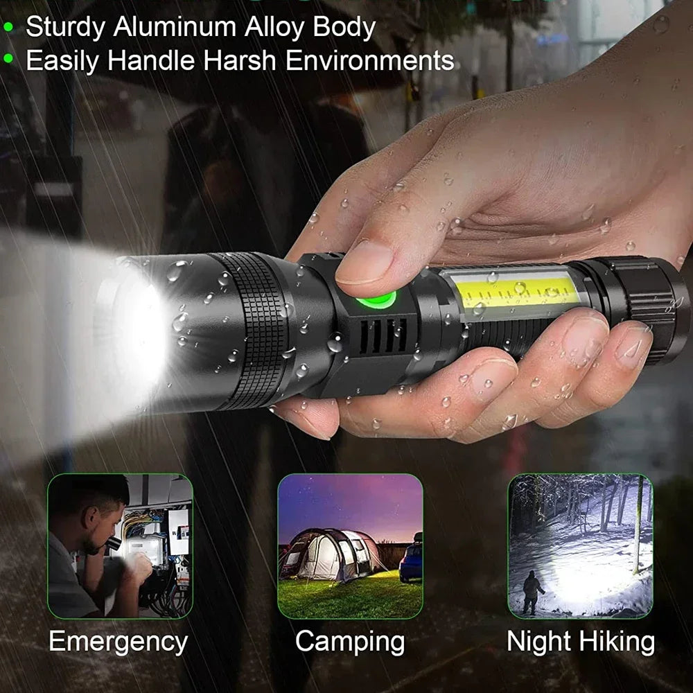 3-in-1 UV LED Flashlight USB Rechargeable 7 Modes 1000 Lumen