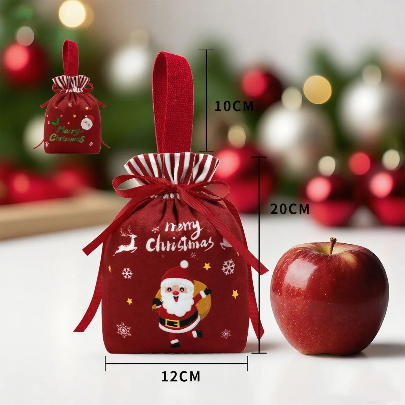 High Quality Velvet Christmas Gift Bag Drawstring Candy Box Reusable Diy Christmas Apple Bags Home New Year Party Decoration Oasis Select E other