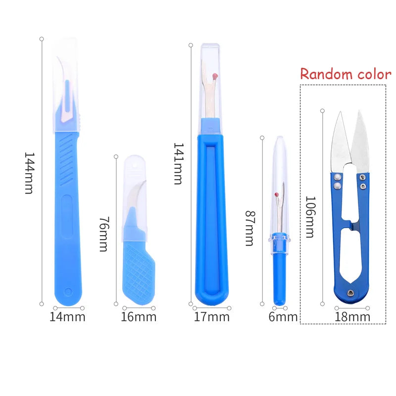 5Pcs Blue Sewing Ripper Kit with Thread Ripper Seam Ripper and Scissors for Removing Stitches Oasis Select 5pcs blue