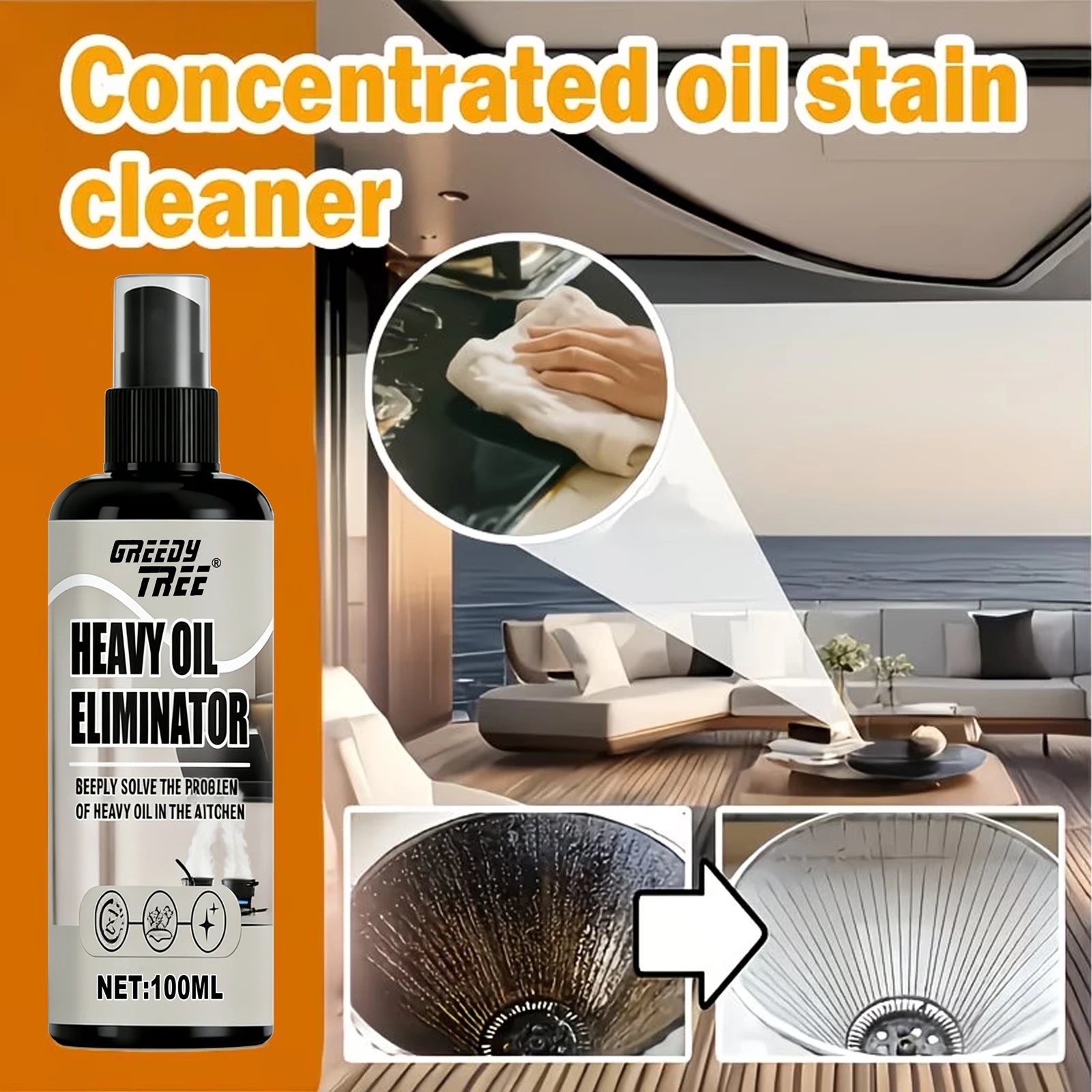 Heavy-Duty Kitchen Degreaser Spray 100ml + Free Sponge Kitchen Degreaser Spray Oasis Select
