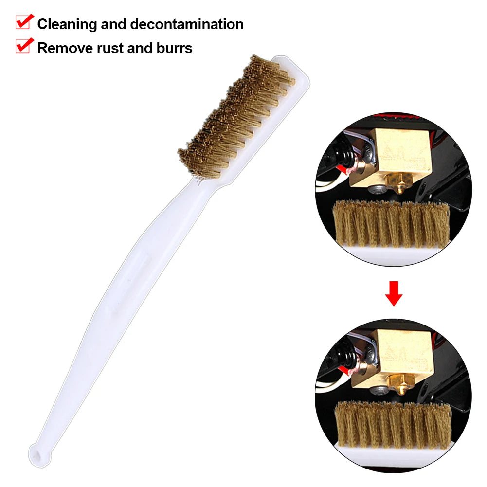 For Ender 3 Nozzle Heater Block Hotend Cleaning Hot Bed Parts Copper 3D Printer Cleaner Tool Copper Wire Toothbrush Brush Handle Oasis Select