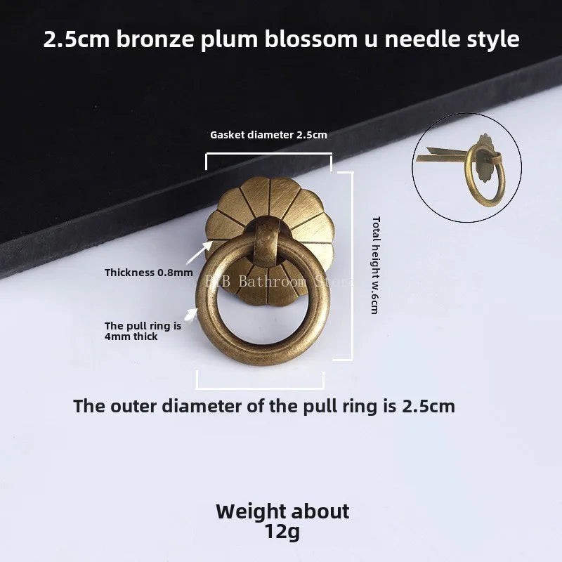 Antique Style Pure Brass Ring Pull for Cupboard Cabinet Drawer Rings Pulls Knob with Screws Vintage Furniture Hardware Oasis Select 2.5cm 2