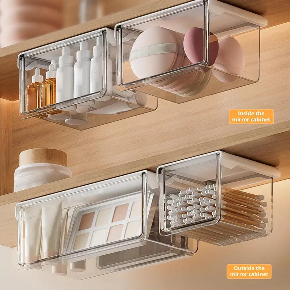 Self-Adhesive Under-Desk Drawer Storage Box – S/M/L Clear