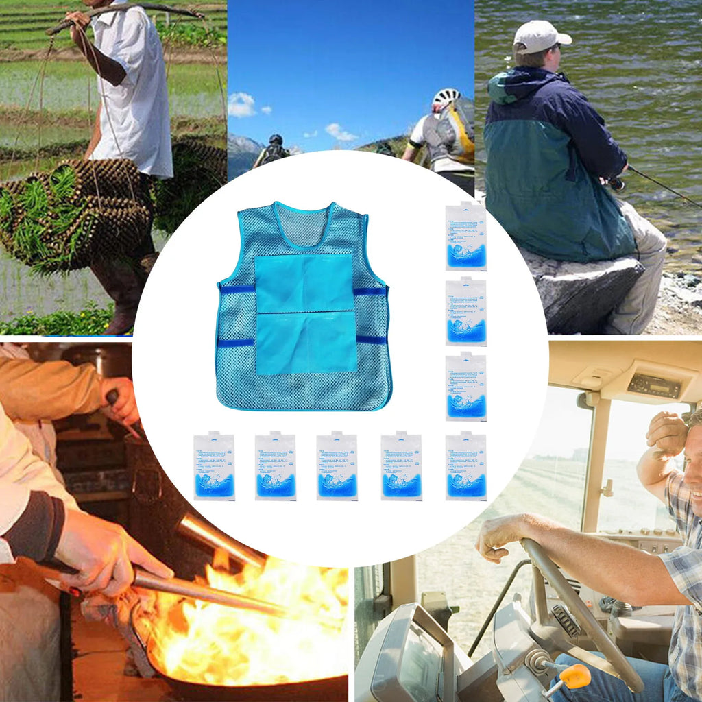 Summer Ice Pack Cooling Vest Ice Cube Ice Pack Vest Vest With 8 Ice Packs Heatstroke Safety Vest Clothing Jacket Oasis Select