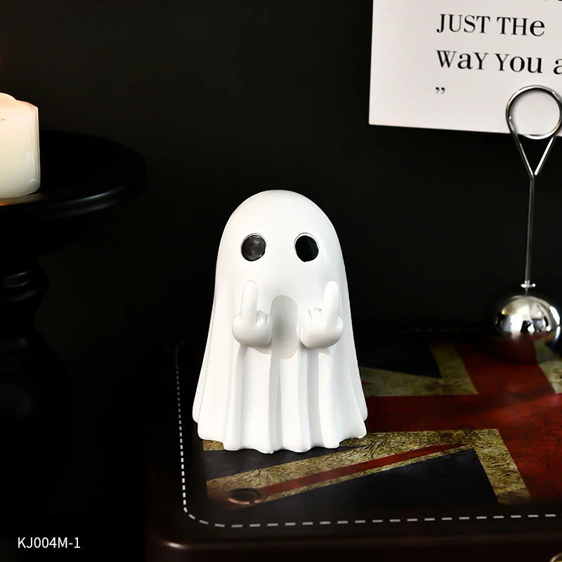 Halloween Cute Ghost Decoration Creative Middle Finger Table Ornament Artifact Gift Home Accessories Oasis Select A 7.5X5.6X5.6CM
