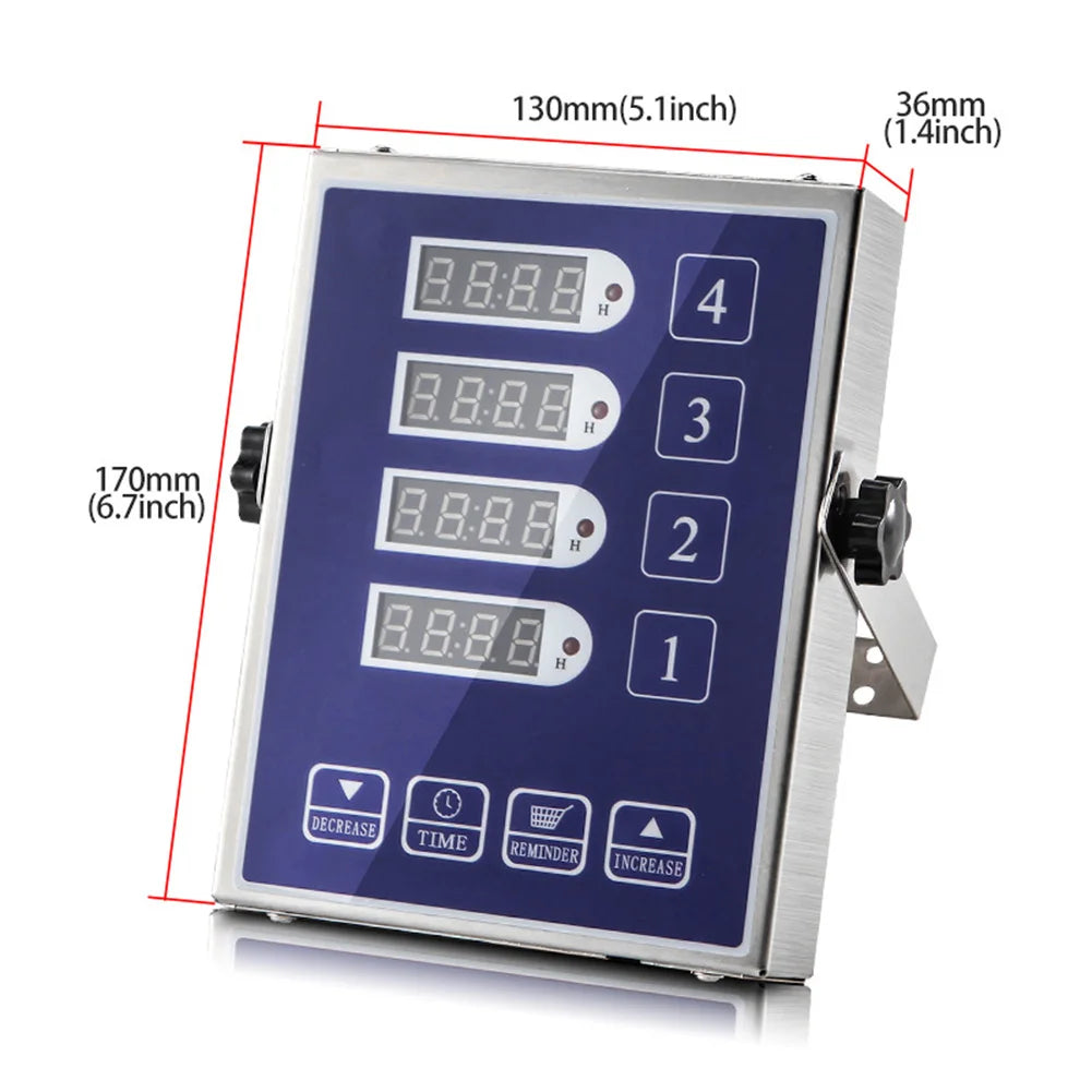 4-Channel Digital Kitchen Timer | LED Display & Loud Alarm