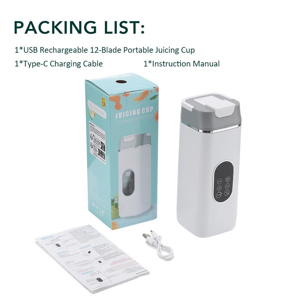 FLAREMORE 6-Blade Portable USB Travel Juicer Cup 400ml Blender