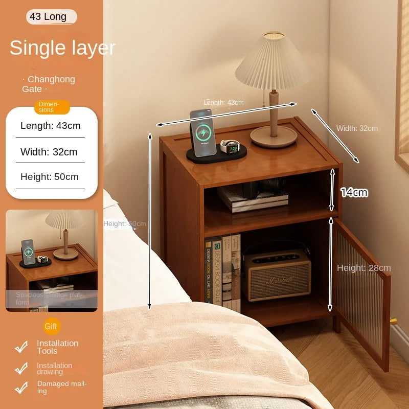 Bedside table storage rack, small household bedroom bedside cabinet alternative, 2024 new model, simple and modern for rental ro Oasis Select BSingle layer 43cm