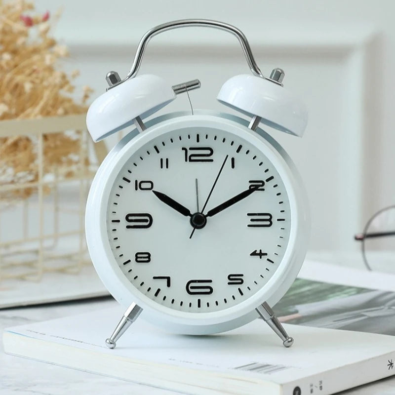 Alarm Clock Creative Metal Silent Night Light Fashion Multifunctional Personality Student Living Room Bedroom Bedside Bell Clock Oasis Select