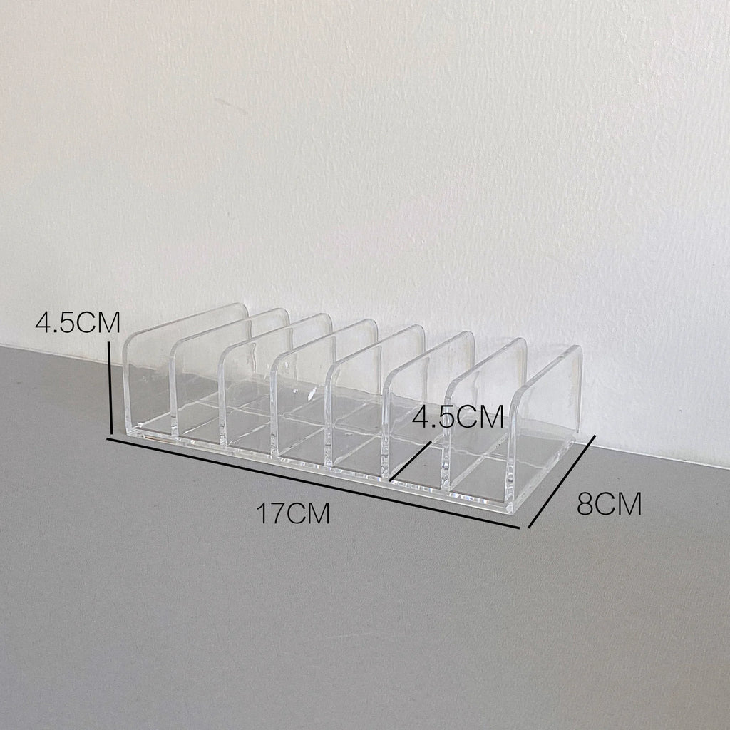 1pc Plastic Transparent 7-Slot Cosmetic Organizer Multi-Functional Makeup Holder Home Office Bathroom Dressing Table Sorting Box Oasis Select S