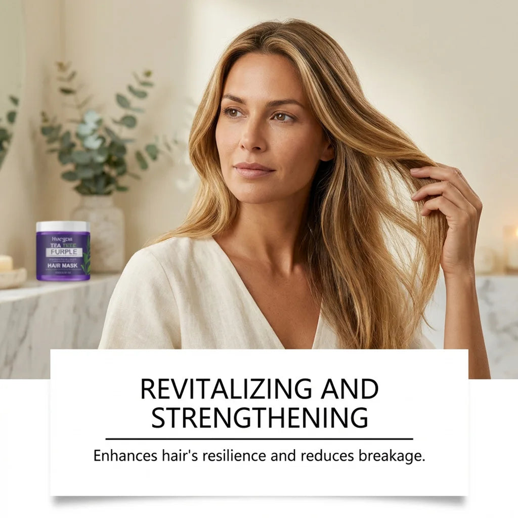 Deep Repair Purple Hair Mask Natural Tea Tree Extract Neutralize Yellow Nourishing Dry Improve Elasticity Smooth Hair Care Mask Oasis Select