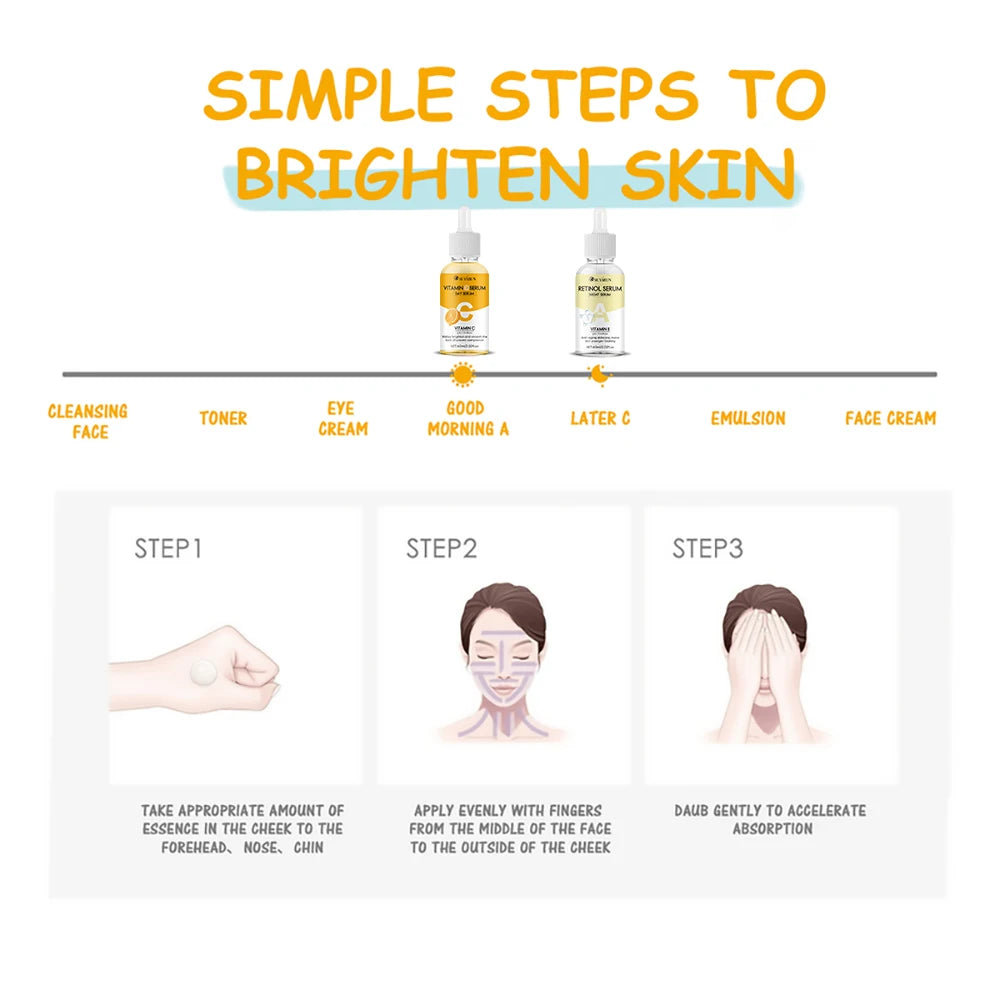 Vitamin C Face Essence and Retinol Face Essence two packs prevent rough improve dry lift and firm skin. Oasis Select