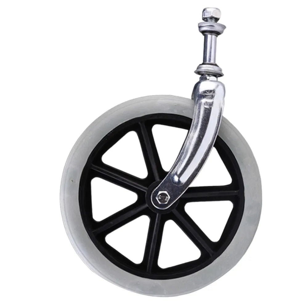 Rubber Wheelchair Front Castor Anti Slip 6/7/8Inch Shopping Cart Wheels with front fork Replacement Travelling Trolley Caster Oasis Select Grey-8 inch