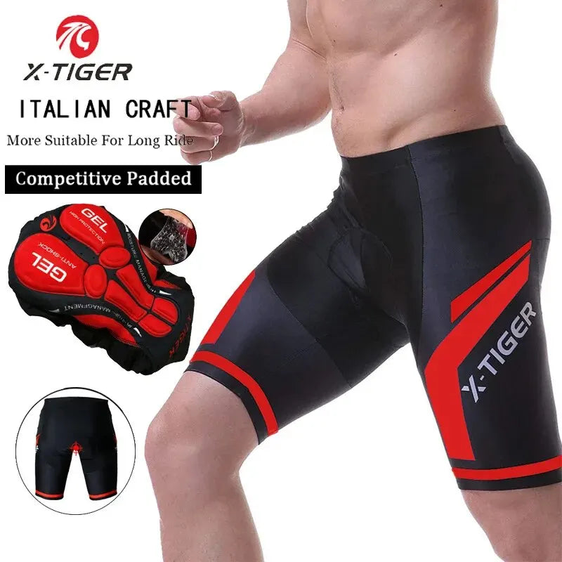 X-TIGER Men's Gel Pad Cycling Shorts | MTB & Road Bike