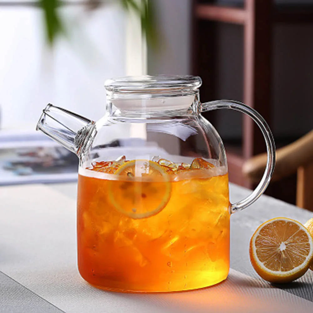 1L/1.6L Borosilicate Glass Teapot | Heat-Resistant Clear Kettle
