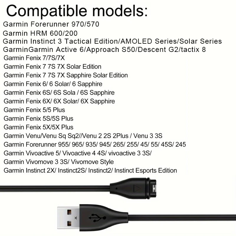 Garmin Watch Charger Cable – Fenix 7/6/5, Vivoactive, Instinct Smartwatch Charger Cable Oasis Select