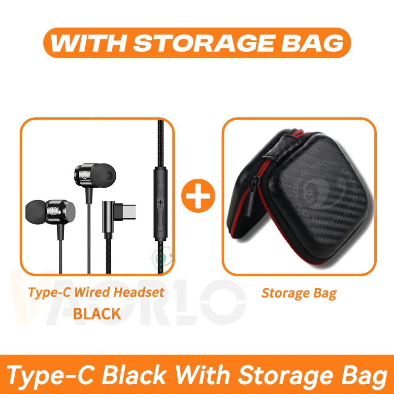 Digital Chip Wired Earphone 3.5mm AUX/Type C 9D HIFI Heavy Bass In-Ear Game Headsets For Samsung Huawei Xiaomi OPPO iPad PC MP3 Oasis Select TypeC Black With Bag
